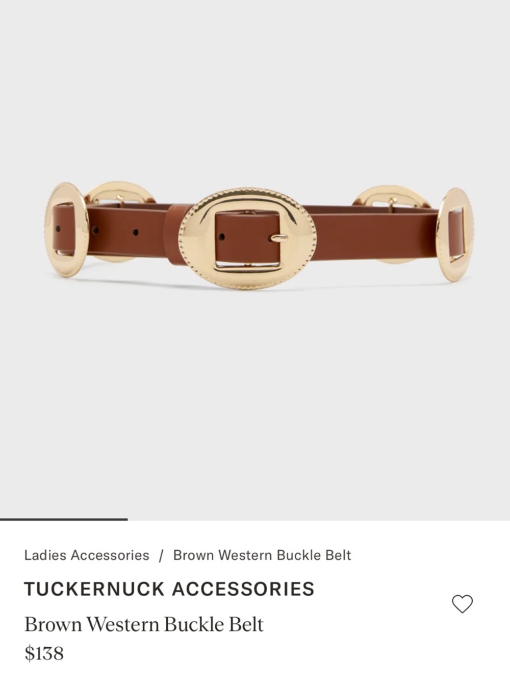 Tuckernuck Brown Leather Belt with Gold Oval Buckles